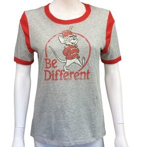 Disney Parks Junk Food Red & Gray Ringer T-Shirt Womens S w/ Be Different Design